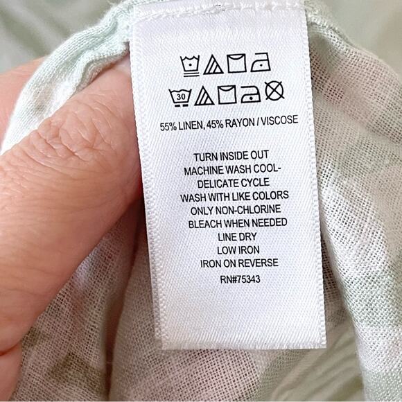 Cynthia Rowley Linen Blend Beach Cover Up Kimono White and Green - Picture 6 of 6